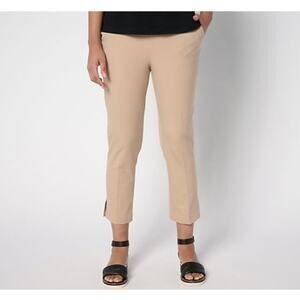 Isaac Mizrahi Size 16 Khaki Stretch Straight Leg Crop Pant A675363 NWOT